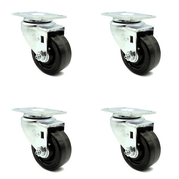 3.5 Inch Phenolic Wheel Swivel Top Plate Caster Set